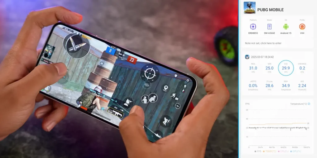 Samsung Galaxy A56 Gaming Performance PUBG Support on 30FPS