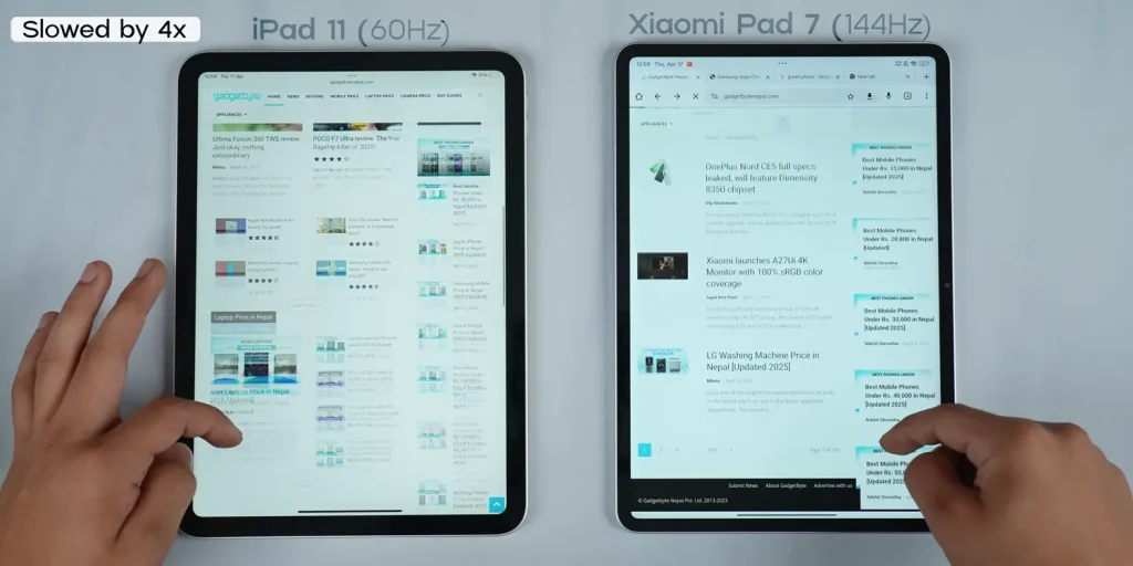 Xiaomi Pad 7 vs iPad 11th Gen: Which Tablet Should You Buy? 8 Xiaomi Pad 7 vs iPad 11th Gen Refresh Rate Check