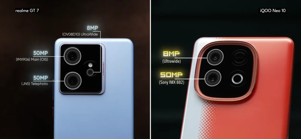 Realme GT 7 vs iQOO Neo 10 - Which One is the Best? 4 Realme GT 7 vs iQOO Neo 10 Camera Specs