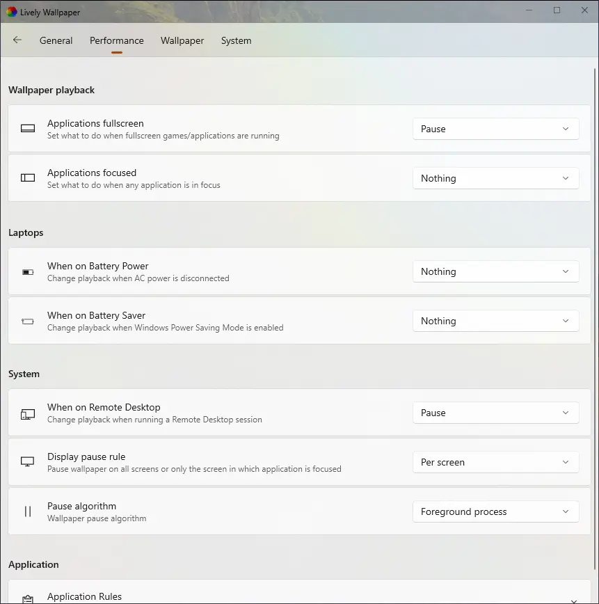 Lively Wallpaper Performance
