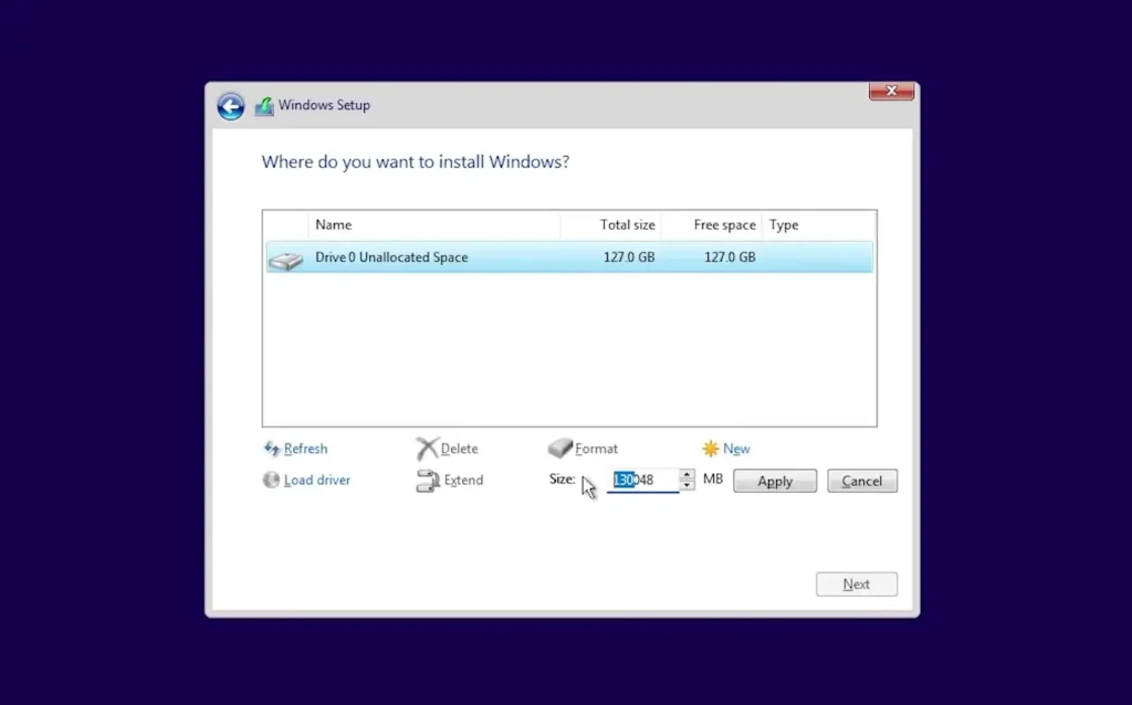 Step 5 Partition Creation